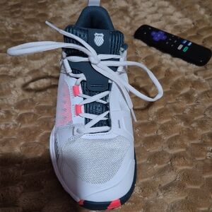 K-Swiss White and Pink Sneakers